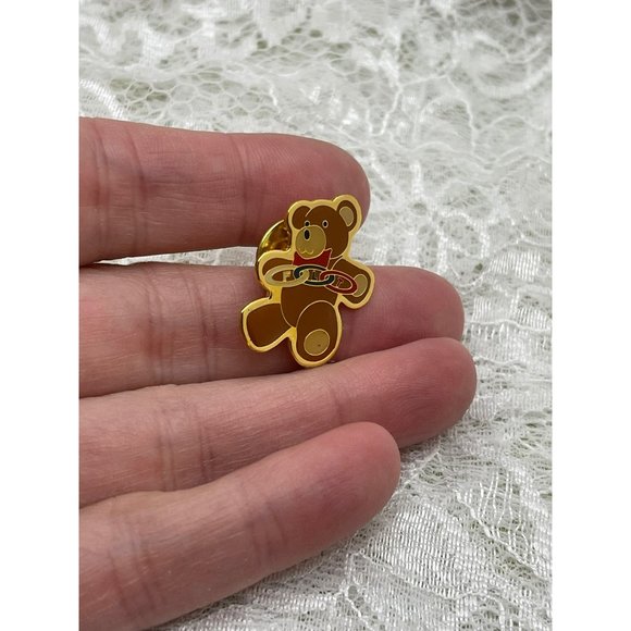 Vintage Olympic Teddy Bear Resin Lapel Pin - Picture 3 of 7